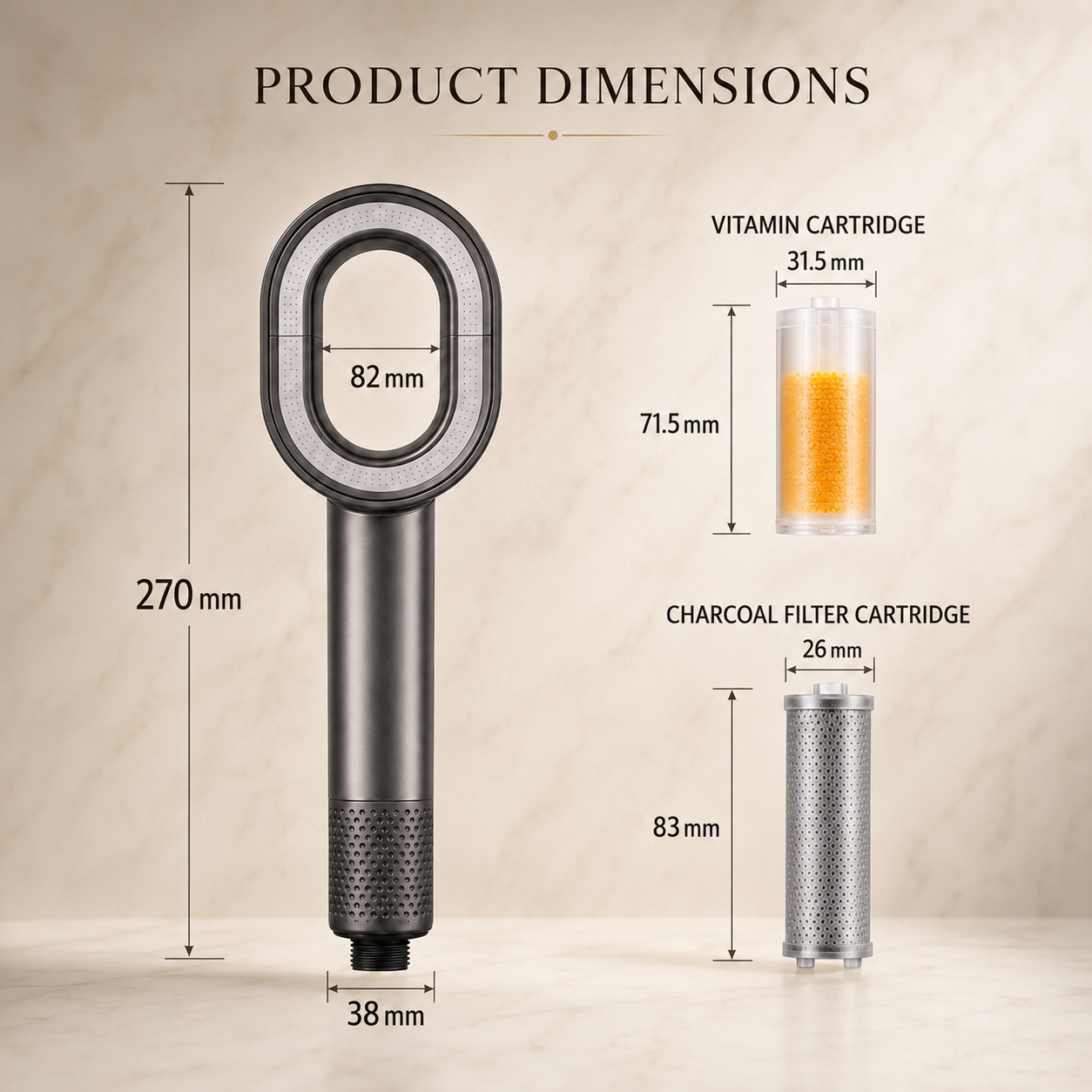 VITA Vitamin Aromatherapy Shower Head with Vitamin C Infusion & Filter Cartridge
